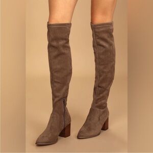Dolce Vita women trude taupe faux-suede over the knee boots